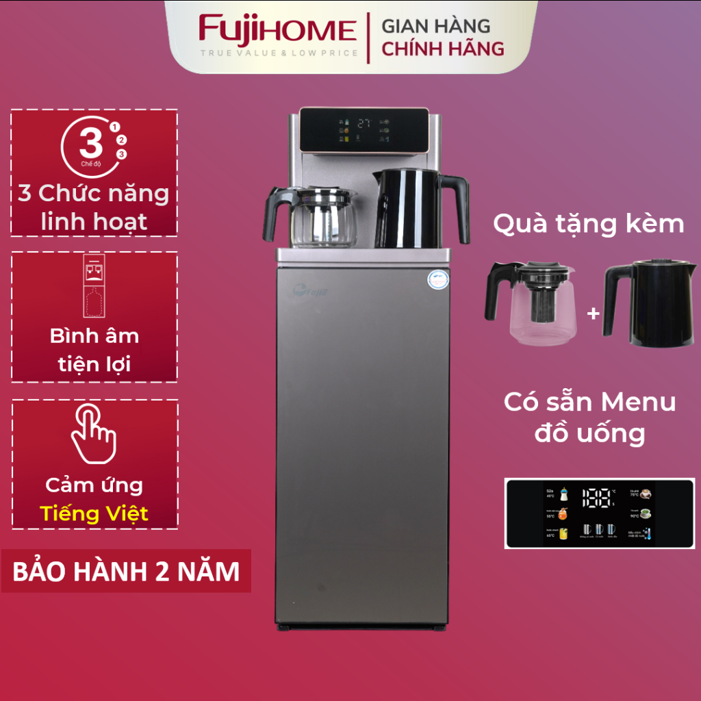 Cây nước bàn trà nóng lạnh FUJIE TB245 Nhập Khẩu, Máy nước nóng lạnh 3 chức năng linh hoạt màn hình dễ điều khiển