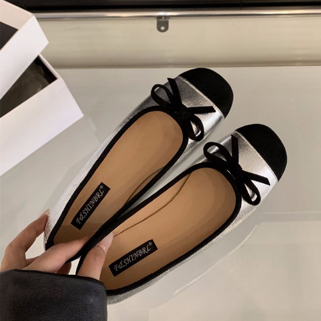 Giày Búp Bê Vá Mũi Nữ, Giày Nữ Phối Nơ Đế Bêt Nhẹ Êm Đủ Màu Full Box Bill N07 || AnshoesDynasty