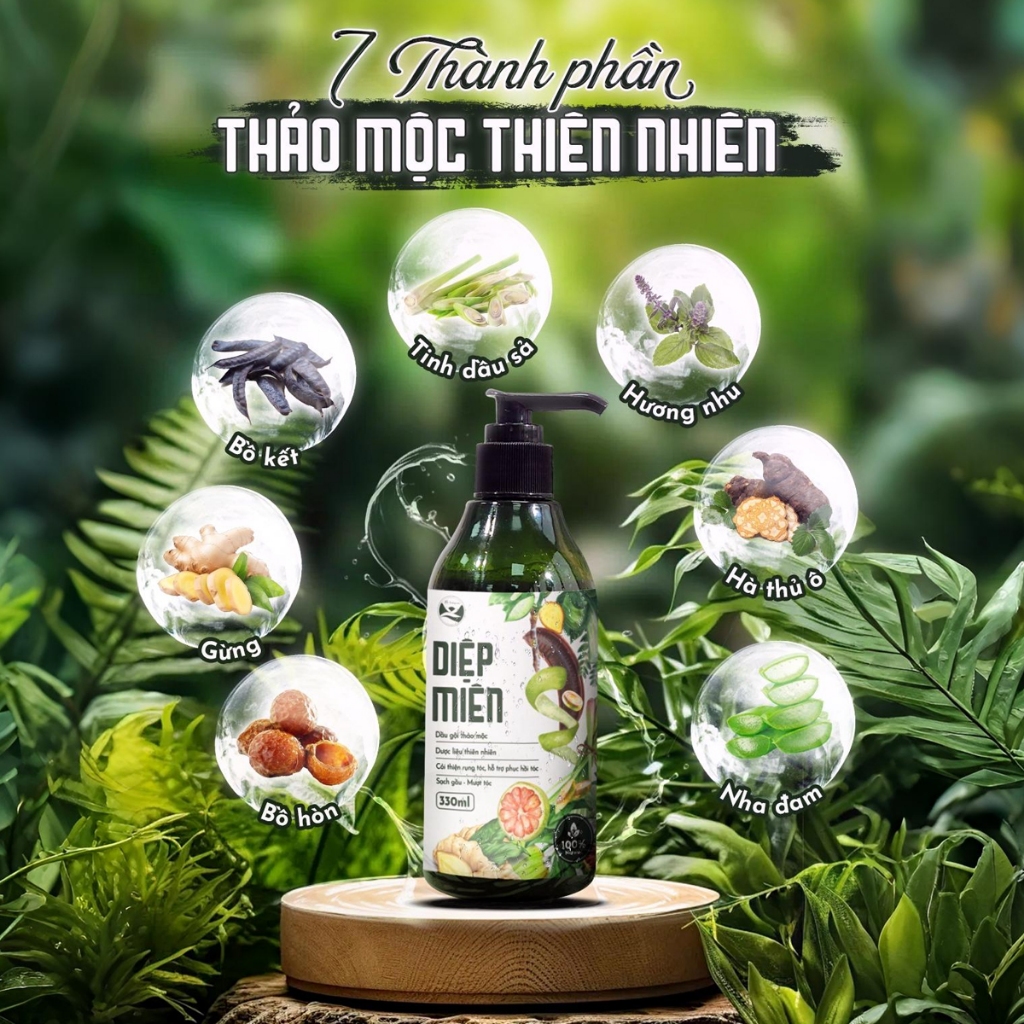 Dầu gội thảo mộc nuôi dưỡng tóc Mộc Hương Sơn chai 330ml: Cô đặc từ bồ kết, hà thủ ô và nhiều loại thảo dược khác