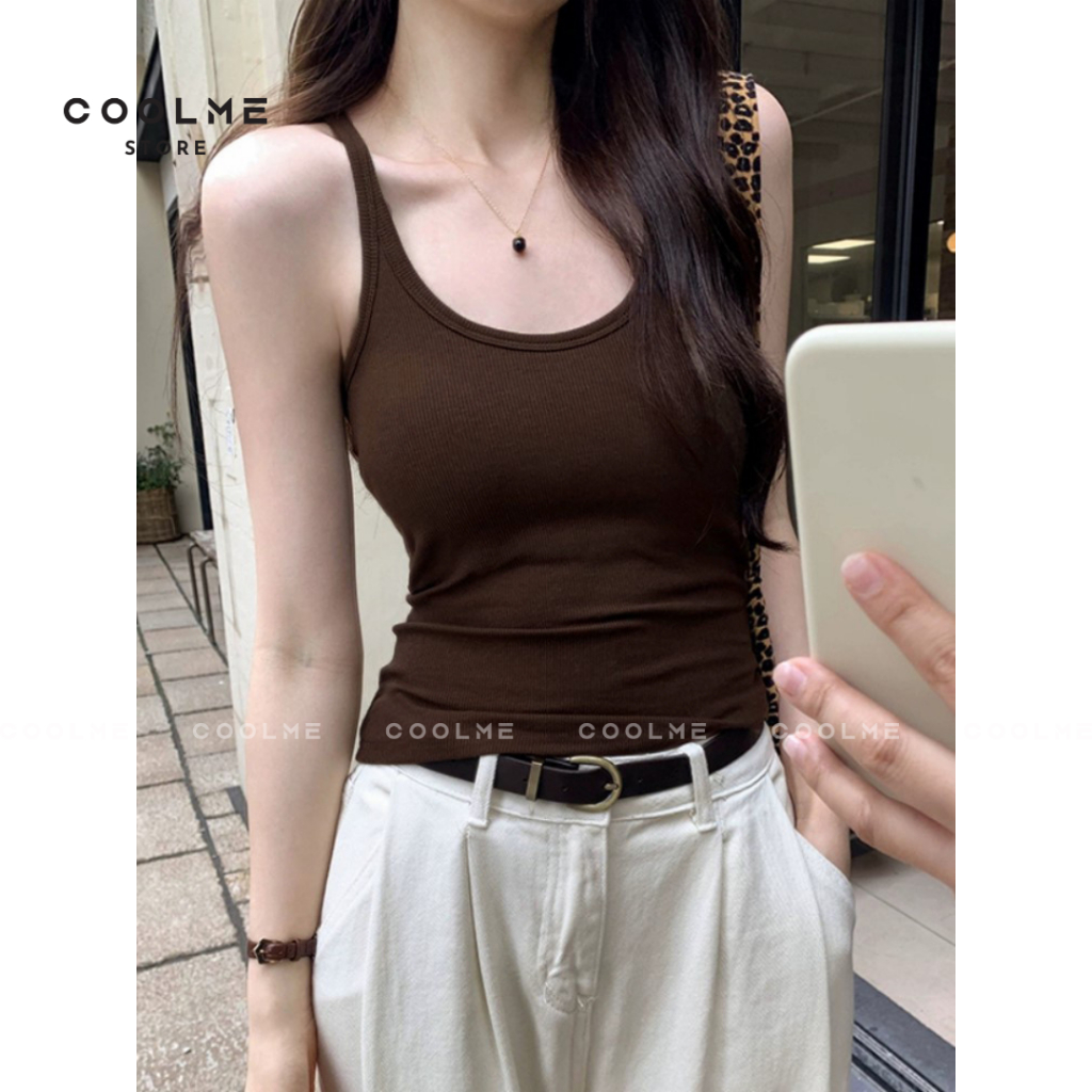Áo hai dây nữ trơn ôm body bra ba lỗ mảnh fit tôn dáng chất cotton mát mềm mịn mặc hè Coolme - G07