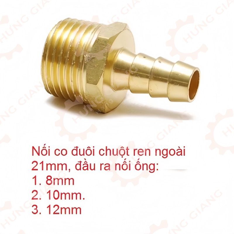 10CÁI Nối ren ngoài 21 ra Búp đồng 6,8, 10, 12, 14,16,18,21