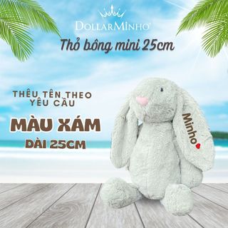 ( Thêu tên ) Thỏ Bông Thêu Tên Size 25cm Cá Nhân Hóa Theo Yêu Cầu, Quà Tặng Cho Bé, Và Người Thương