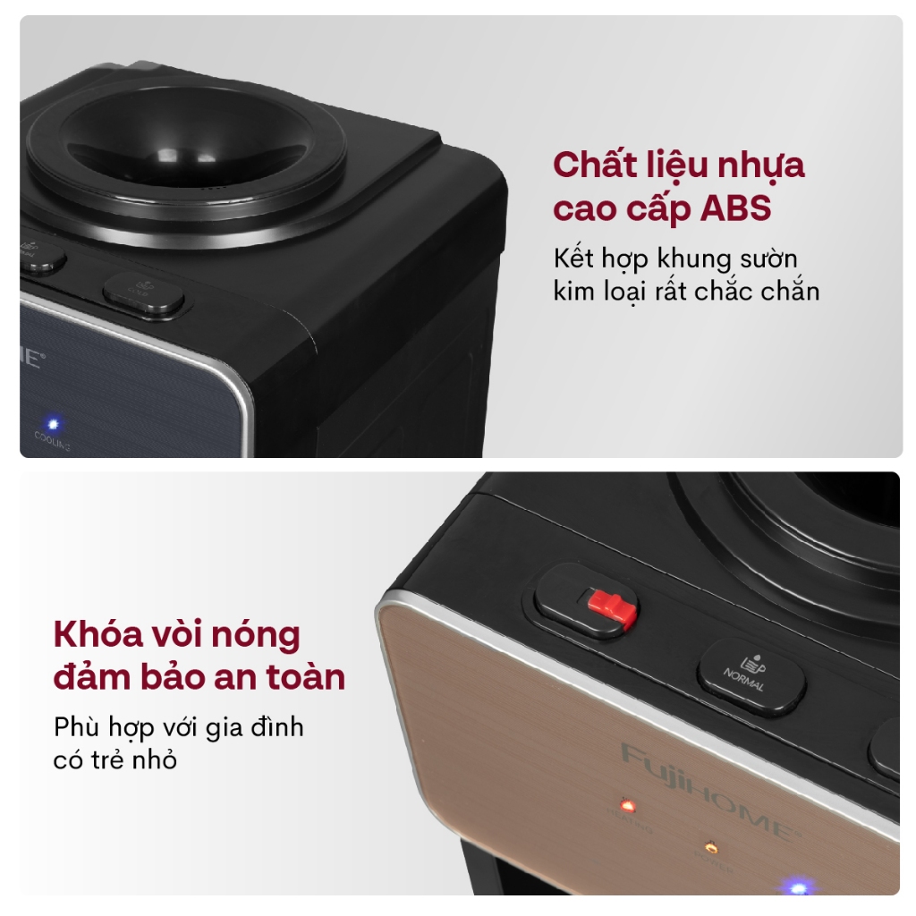 Cây nước nóng lạnh đèn báo hiển thị WD675C Nhập Khẩu, Máy nước làm lạnh sâu có 3 vòi riêng biệt