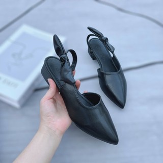 Giày cao gót mũi nhọn đế cao 3cm khoét eo cài nơ xinh xắn V205