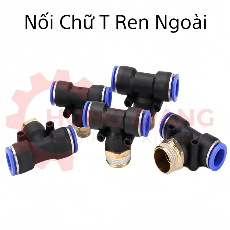 10 CÁI Tê ren ngoài bằng đồng nối nhanh 2 đầu đủ kích cỡ dây