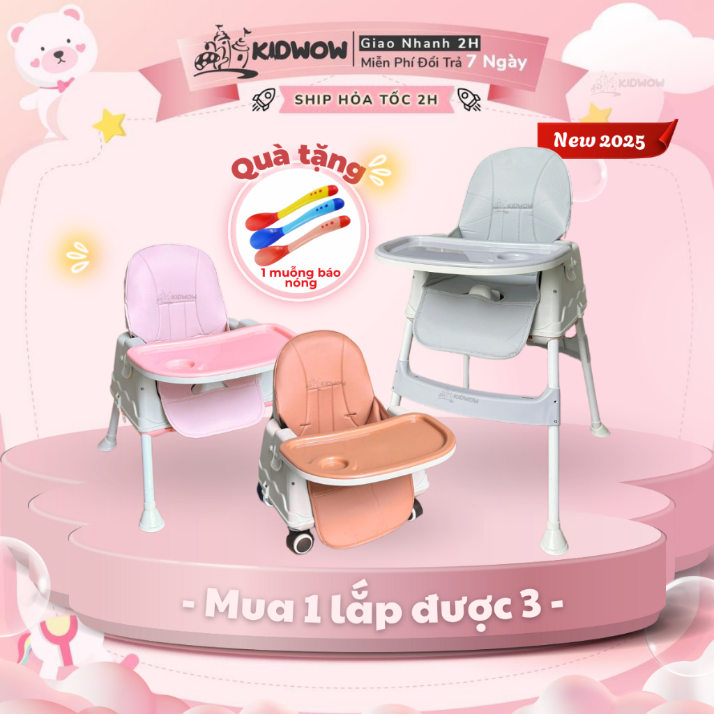 Ghế Ăn Dặm Đa Năng Hanbei Chính Hãng Đầy Đủ Phụ Kiện Đệm Bánh Xe -[Tặng muỗng báo nóng]