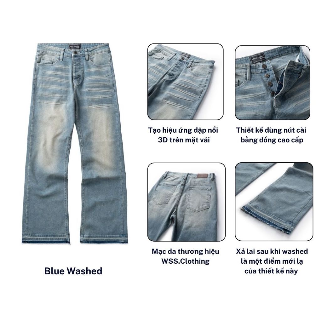 [SALE HÀNG BIG SIZE] Quần Jeans Nam Ống Suông WSS, Denim Dày Co Giãn | Distressed Straight Leg Jeans | BigBuy360 - bigbuy360.vn
