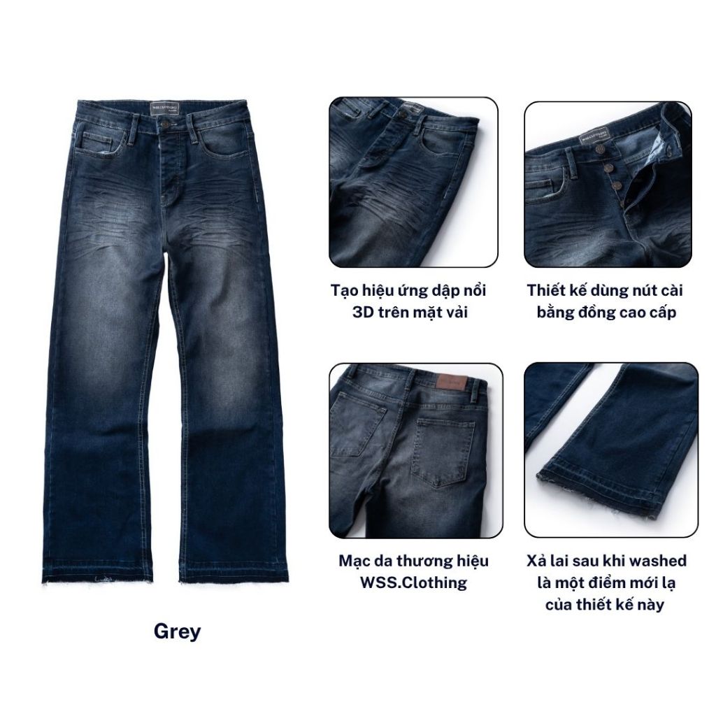 [SALE HÀNG BIG SIZE] Quần Jeans Nam Ống Suông WSS, Denim Dày Co Giãn | Distressed Straight Leg Jeans | BigBuy360 - bigbuy360.vn