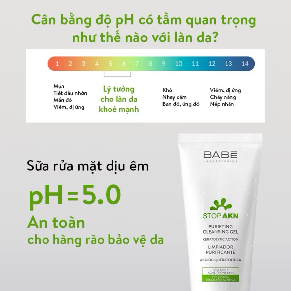 SỮA RỬA MẶT BABE STOP AKN PURIFYING CLEANSING GEL 200ml