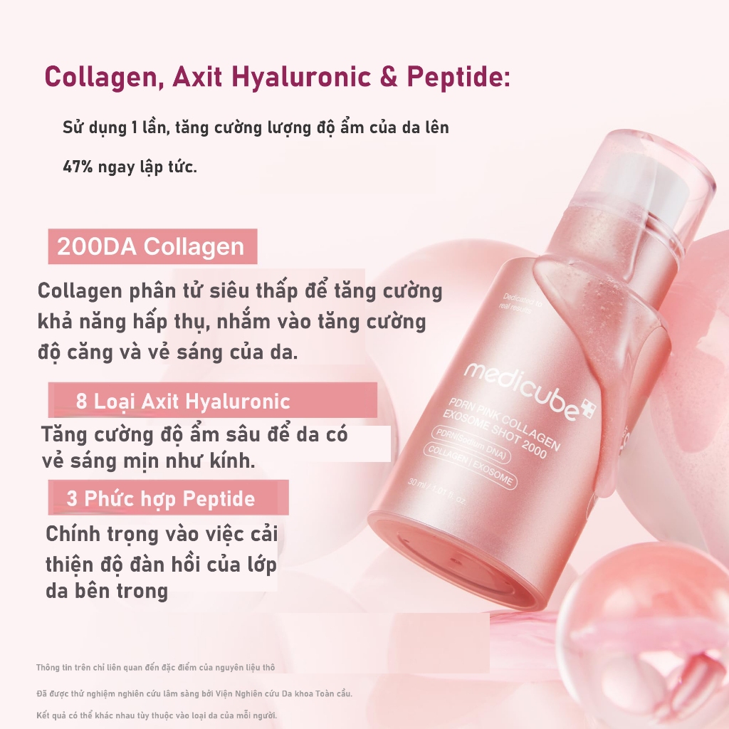 Serum Medicube PDRN Pink Collagen Exosome Shot có nồng độ 2.000 PPM, dung tích 30ML