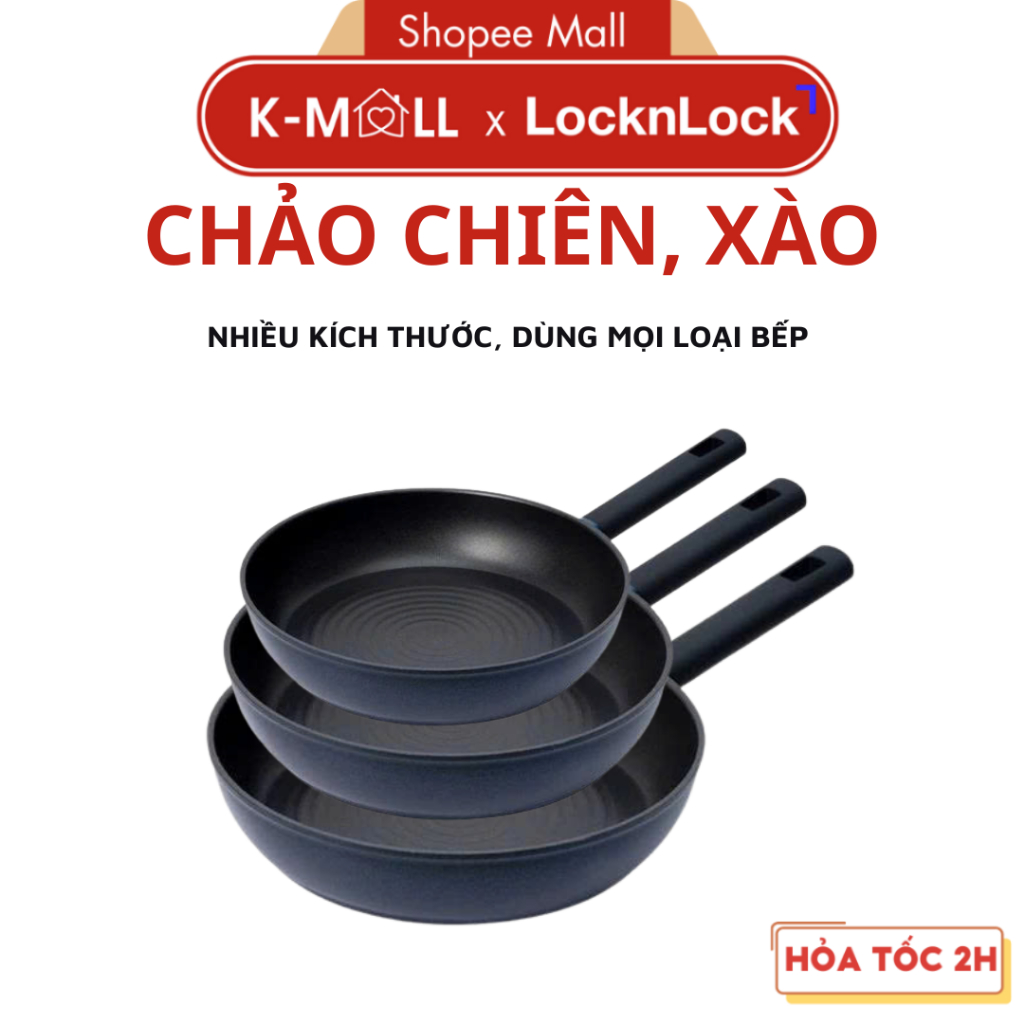 Chảo Chống Dính LocknLock Balance Cook CAF2464IH 24cm, CAF2664IH 26cm, CAF2864IH 28cm, Dùng Mọi Loại Bếp - K-MALL