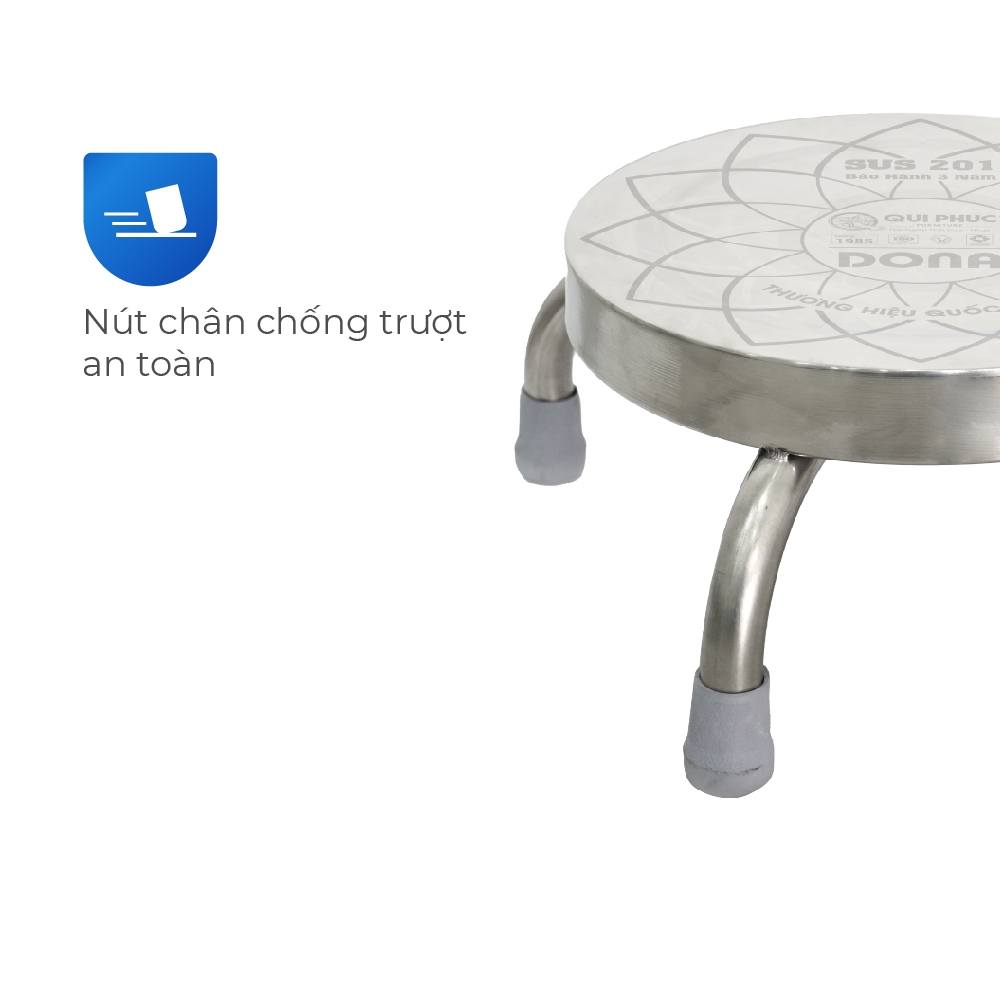 [HỎA TỐC] Ghế đẩu inox mini QUI PHÚC, inox sáng bóng, chắc chắn, tiện lợi, chống trượt, ghế ngồi xổm