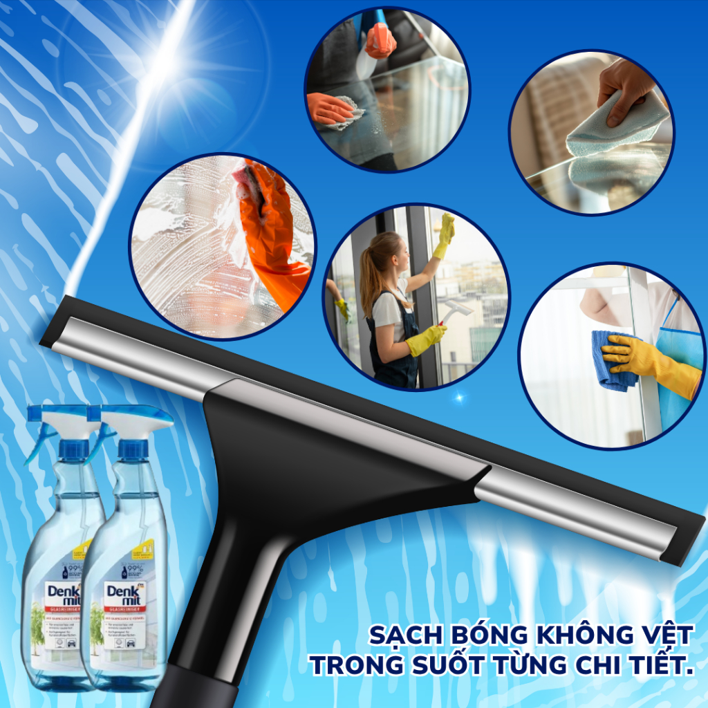 Xịt lau kính Domol Glasreiniger 750ml Công thức Cải Tiến Làm Sạch Chuyên Sâu Cho Kính