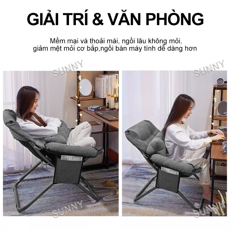 SUNNY Ghế lười tựa lưng vải mềm êm ái thiết kế hiện đại dùng trong phòng ngủ phòng khách thư giãn