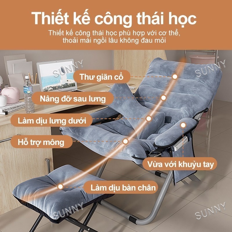 SUNNY Ghế lười tựa lưng vải mềm êm ái thiết kế hiện đại dùng trong phòng ngủ phòng khách thư giãn