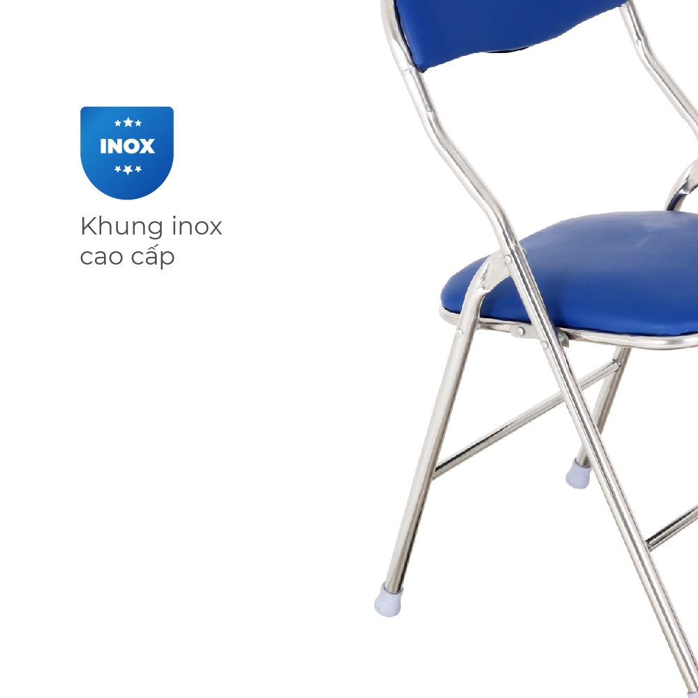 Ghế văn phòng QUI PHÚC, nệm ngồi, tựa lưng thoải mái, khung inox bền chắc, gấp gọn tiện lợi