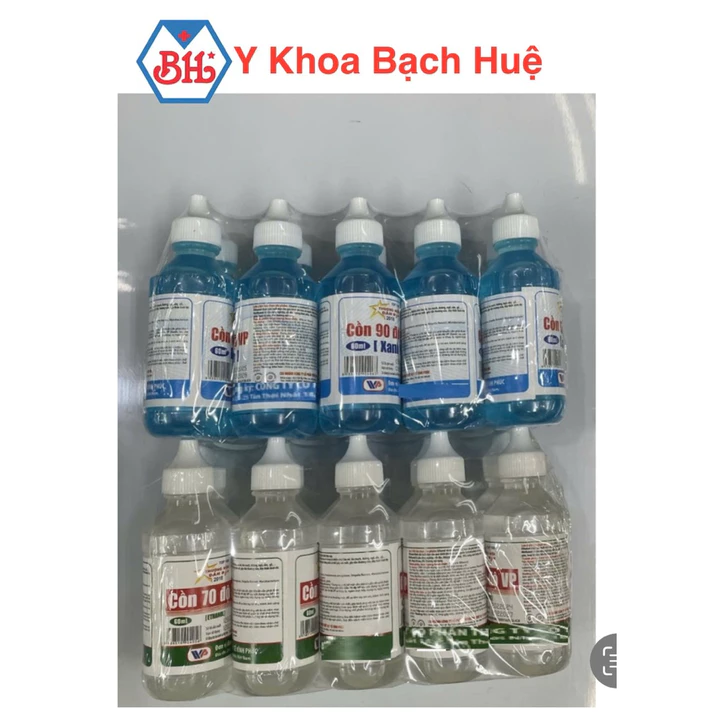 Cồn 70 độ và cồn 90 độ chai 60ml. (lốc 10 chai),nhỏ gọn dễ mang theo mọi nơi