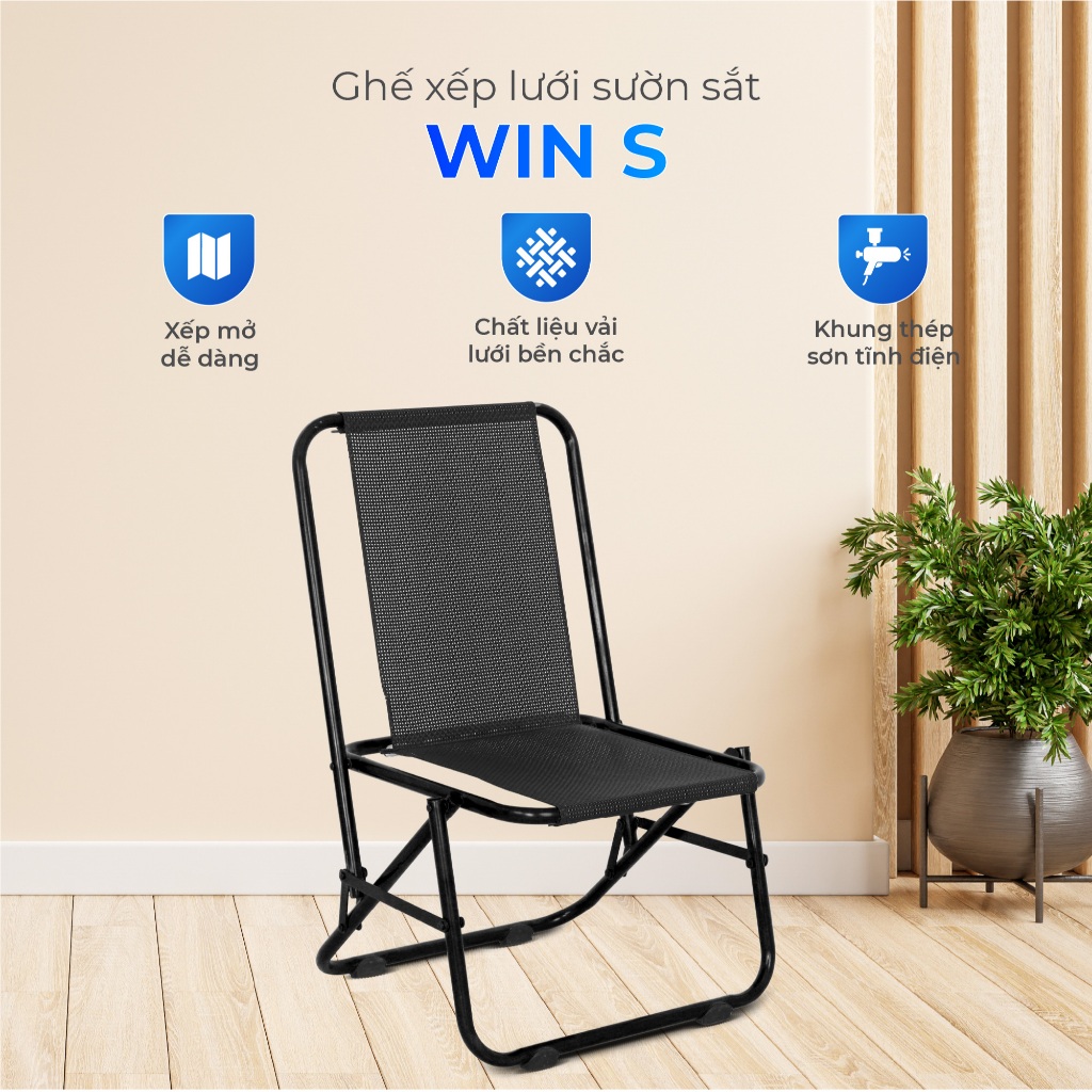 Ghế cà phê Win QUI PHÚC, lưng lưới thấp, thoáng khí, thoải mái, gấp gọn tiện lợi, dễ sử dụng