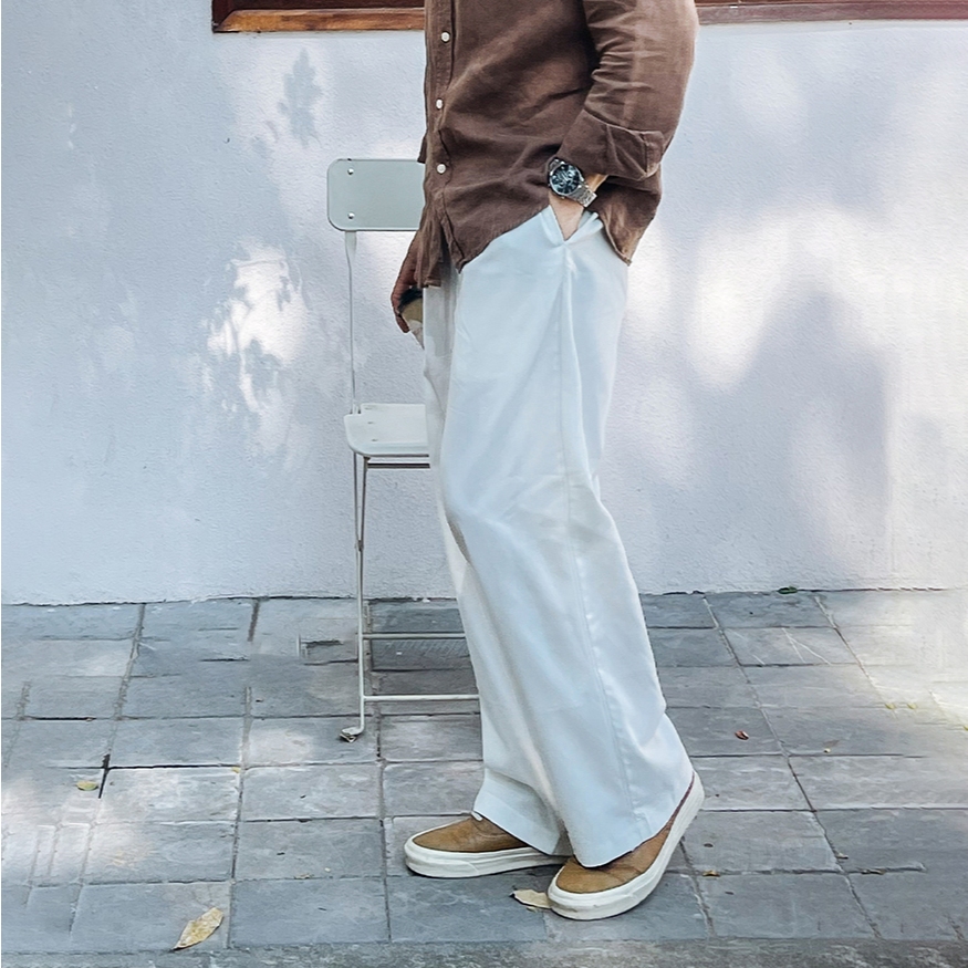 Quần Suông Ống Rộng Nam Nữ Vải Linen Unisex Dài Phom Relax Thoáng Mát Thoải Mái Thời Trang Cao Cấp D26