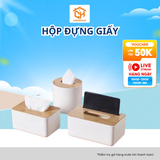 Hộp Đựng Giấy Ăn Nắp Gỗ Decor Cao Cấp, Nhựa Cứng Chắc, Sang Trọng Tiện Lợi – CamCamHomeWare