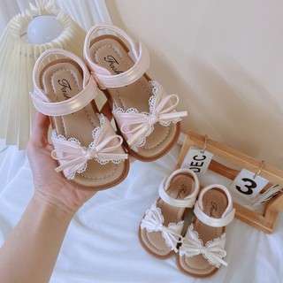 Dép Quai Hậu Nơ Phối Ren Phong Cách VinTage Cho Bé Gái Từ 2-13 Tuổi K019