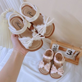 Dép Quai Hậu Nơ Phối Ren Phong Cách VinTage Cho Bé Gái Từ 2-13 Tuổi K019