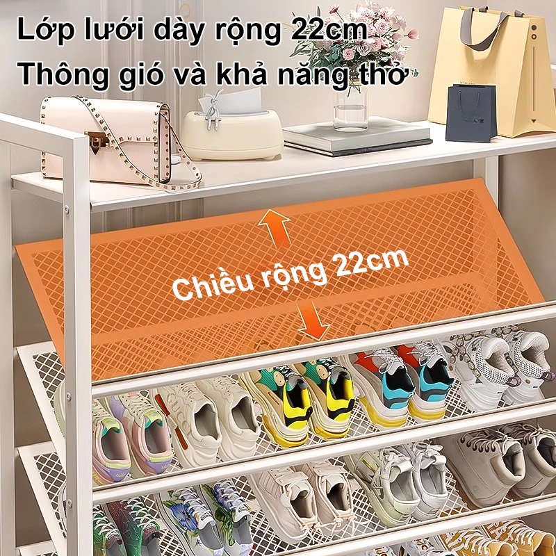 𝐎𝐥𝐢𝐟𝐞 Kệ Để Giày 3 4 5 Tầng Tiết Kiệm Không Gian Giá Đựng Giày Dép Thép Cacbon Giá Để Giày Bằng Dạng Lưới Nghiêng