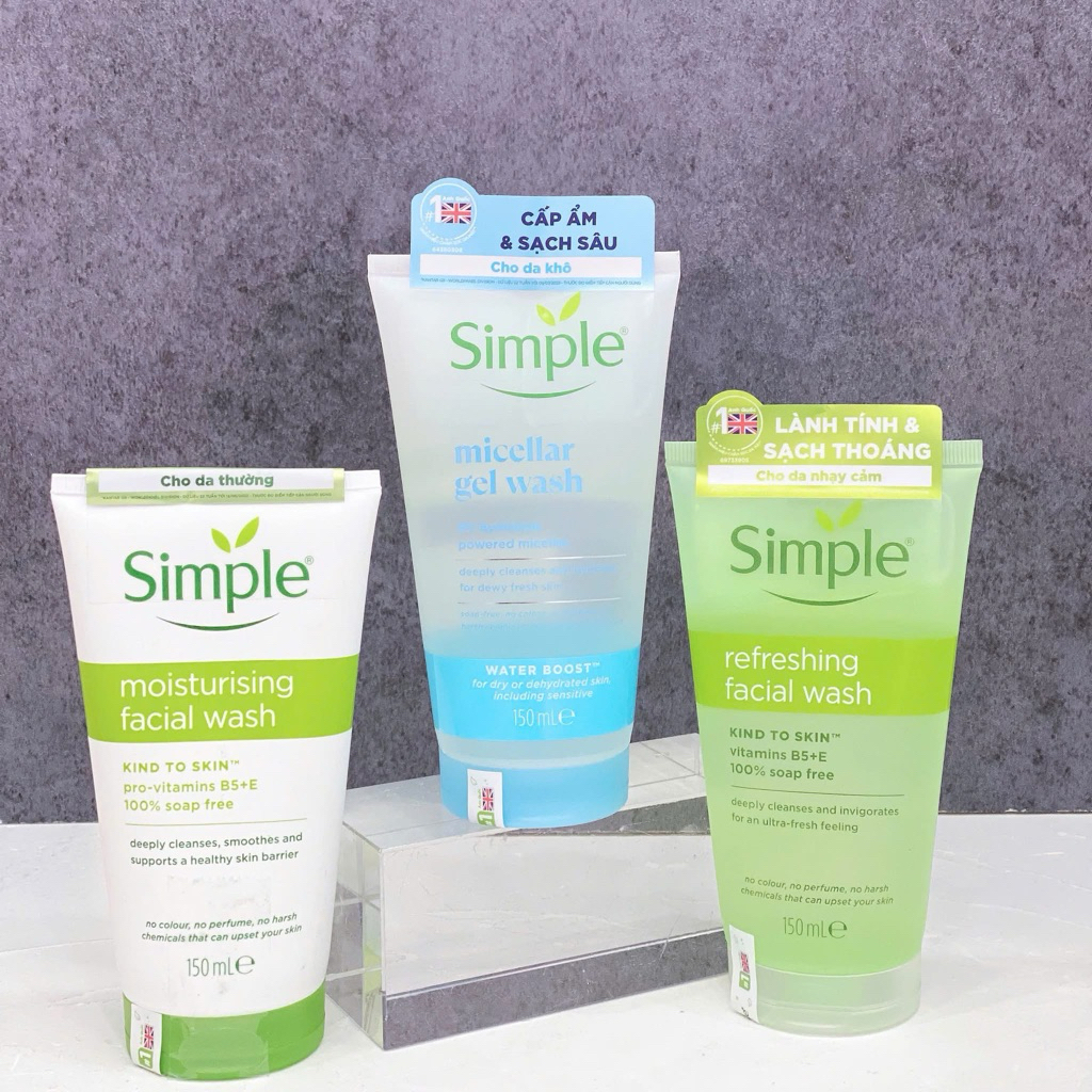 Sữa Rửa Mặt Simple  - Mẫu Mới Dịu nhẹ Sạch Sâu, Lành Tính, Cân Bằng pH - HANA