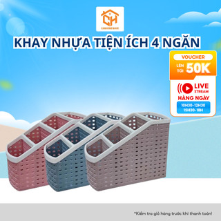 Khay Đựng Bút 4 Ngăn Việt Nhật Plastic 5696 – Hộp Nhựa Để Bàn Gọn Gàng Tiện Dụng – Cam Homeware