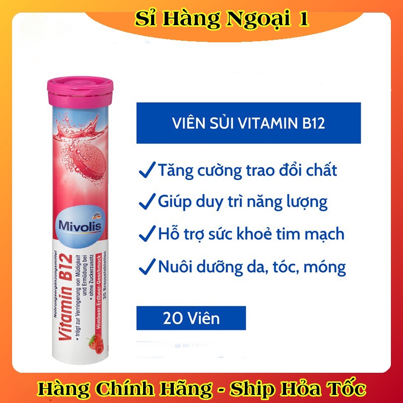 [ Hàng Đức ] Viên sủi, C sủi Mivolis, hỗ trợ sức khỏe, tăng cường miễn dịch, nội địa Đức - tuýp 20 viên -Date mới nhẩt