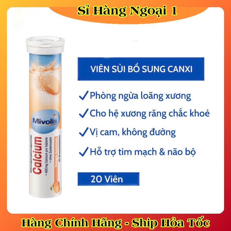 [ Hàng Đức ] Viên sủi, C sủi Mivolis, hỗ trợ sức khỏe, tăng cường miễn dịch, nội địa Đức - tuýp 20 viên -Date mới nhẩt
