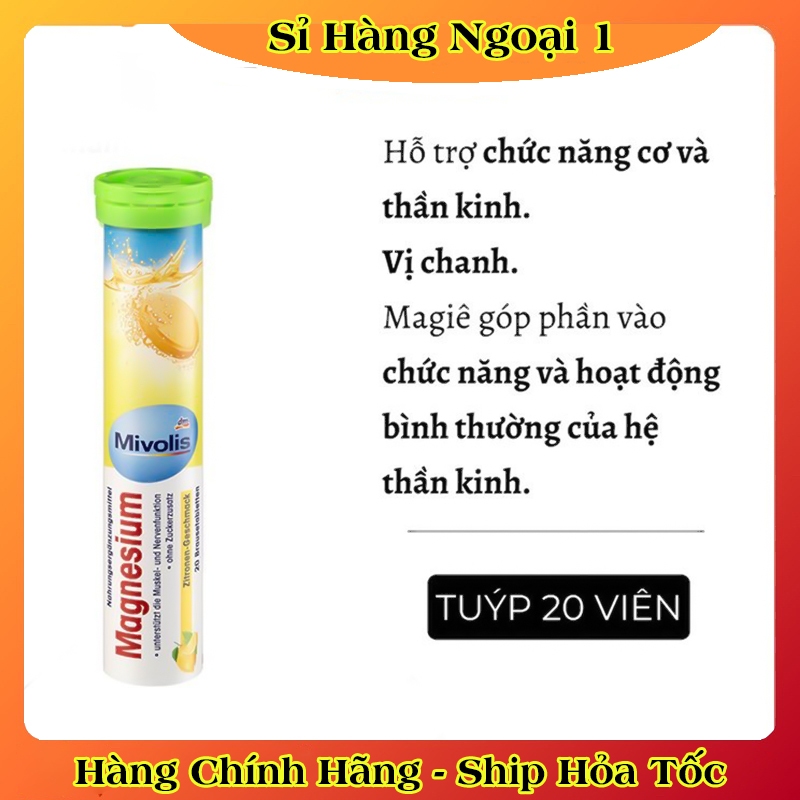 Viên sủi Mivolis vitamin tổng hợp hỗ trợ tăng cường hệ miễn dịch 20 viên - Hàng Đức