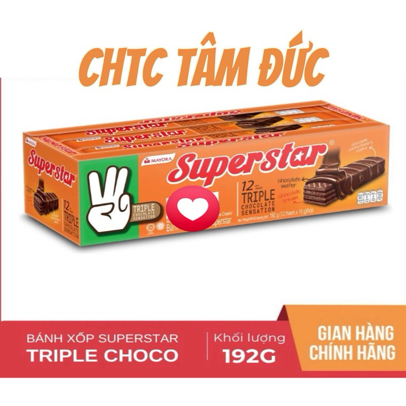 Bánh Xốp Superstar Triple Choco Hộp 192g | Shopee Việt Nam