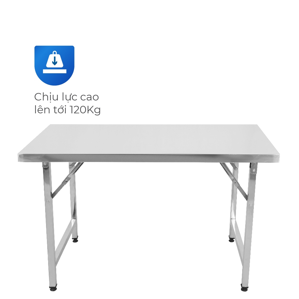 Bàn inox gấp gọn Felix QUI PHÚC, inox 201, chống gỉ, bàn inox chữ nhật cao 75cm, kích thước đa dạng