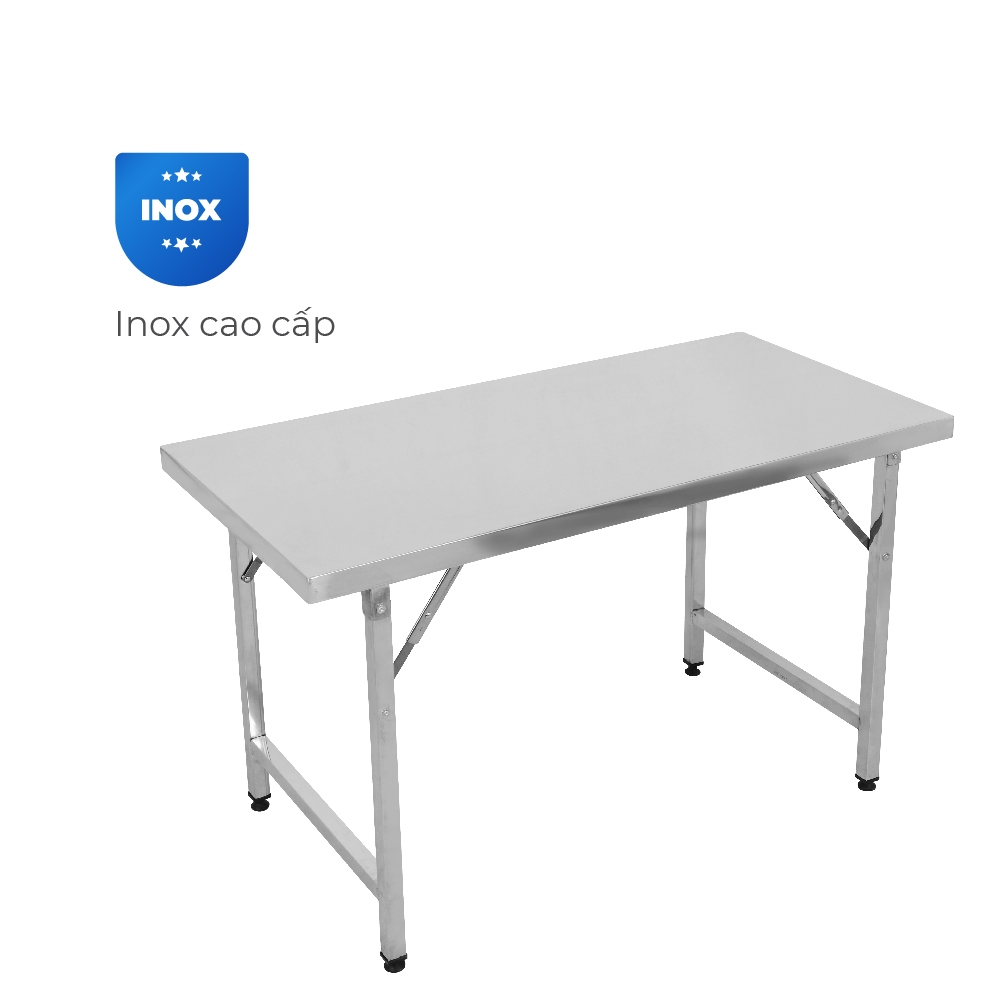 Bàn inox gấp gọn Felix QUI PHÚC, inox 201, chống gỉ, bàn inox chữ nhật cao 75cm, kích thước đa dạng