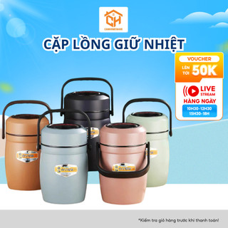 Cặp Lồng Giữ Nhiệt Chân Không 3 Ngăn Inox 304 1.5L & 2L Chống Tràn - Xanbo Cam Homeware