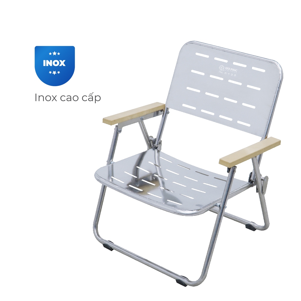 Bộ bàn ghế cà phê Ceto CNC QUI PHÚC, gấp gọn linh hoạt, kích thước 40x60cm, khung inox bền chắc