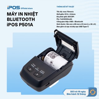 [Chính hãng] MÁY IN NHIỆT BLUETOOTH iPOS P501A -Máy in ấn hóa đơn nhỏ gọn, tính di động, tính ổn định cao - FREESHIP!