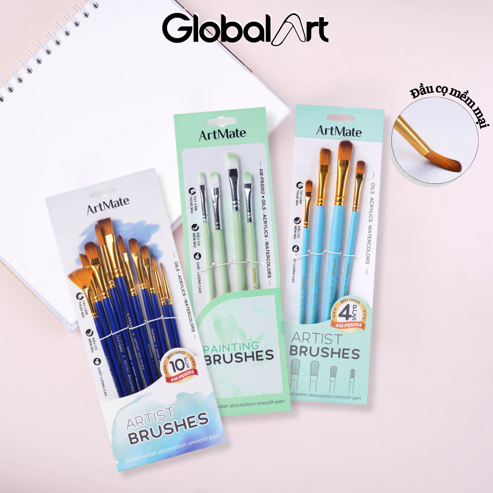 Bộ Cọ Vẽ Màu Nước Màu Bt Acrylic Gouache Chuyên Nghiệp Set 4 10 Cọ Vẽ Tranh Tô Màu Phác Hoạ Cụ