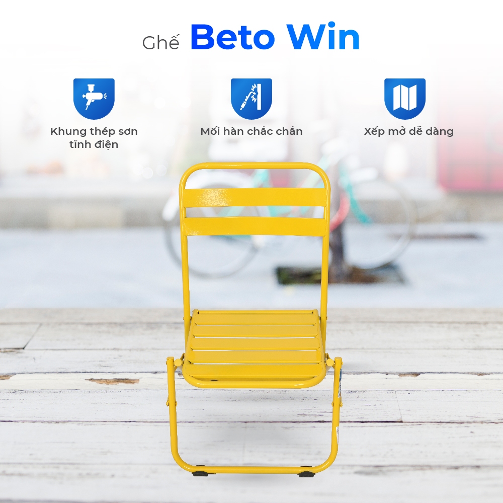 [HỎA TỐC] Ghế cà phê Beto Win QUI PHÚC, gấp gọn tiện lợi, khung thép chắc chắn, chịu lực tốt