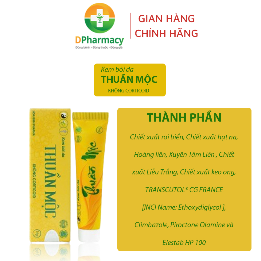 Kem bôi da Thuần Mộc hỗ trợ dưỡng ẩm cho da, làm mềm, dịu mát da khi bị: mụn nhọt, viêm da, ngứa,16g