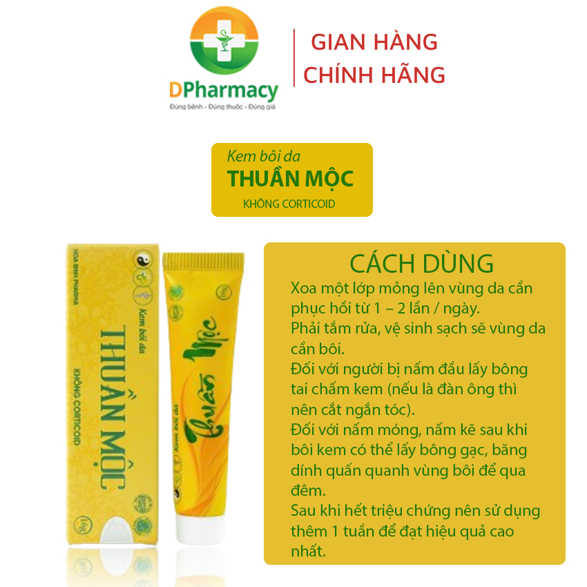 Kem bôi da Thuần Mộc hỗ trợ dưỡng ẩm cho da, làm mềm, dịu mát da khi bị: mụn nhọt, viêm da, ngứa,16g