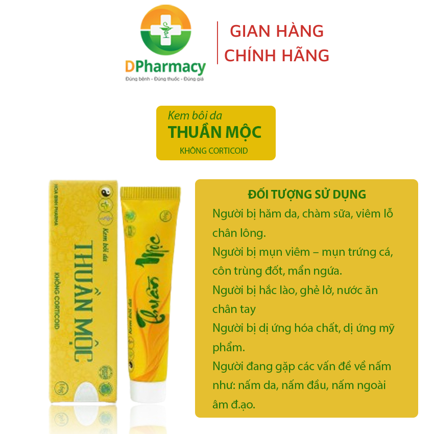 Kem bôi da Thuần Mộc hỗ trợ dưỡng ẩm cho da, làm mềm, dịu mát da khi bị: mụn nhọt, viêm da, ngứa,16g