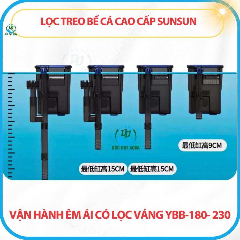 bộ lọc cài sunsun ybb 180-230 có hút váng dùng cho bể nhỏ và bể thủy sinh hoạt động êm ái 5