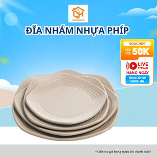 Đĩa Vuông Thái Nhám Nhựa Phíp Melamine Chịu Nhiệt Nhựa Việt Nhật, Set 5 Đĩa Nhà Hàng Sang Trọng Cam Homeware