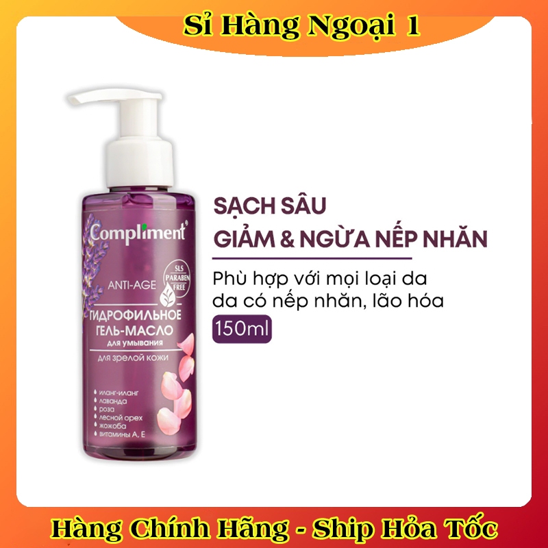 Dầu rửa mặt Compliment No Problem không làm khô da giảm mụn cho da dầu nhạy cảm 150ml của Nga