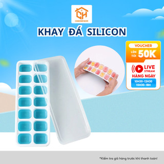 Khay Làm Đá Viên Tủ Lạnh Bằng Silicon Có Nắp Đậy Tiện Lợi Cam Homeware