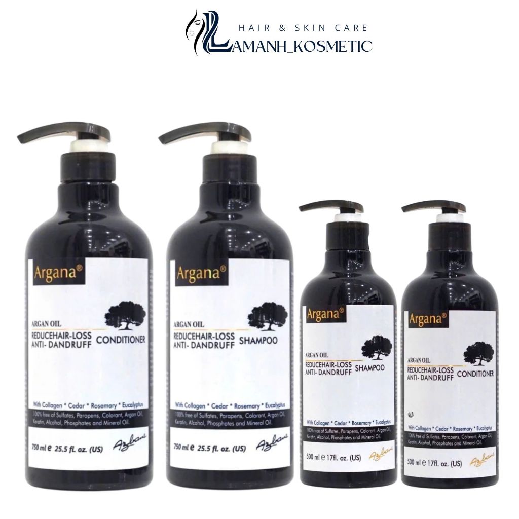 Cặp dầu gội xả Argana Oil Reduce hair-loss anti-Dandruff  500ml -750ml sạch gàu ngăn gàu mềm mượt