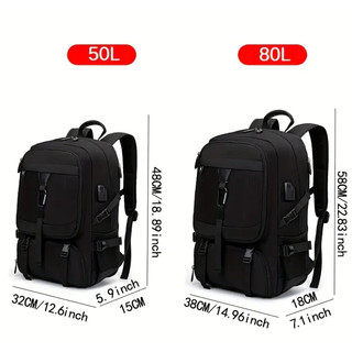 Balo đa năng 50-80L đựng đồ du lịch, balo leo núi nam chống nước, có cổng sạc USB, ngăn laptop B02.