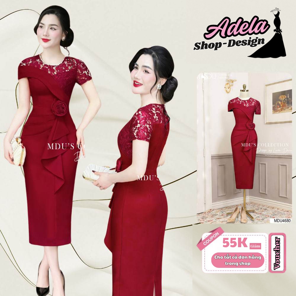Váy Thiết Kế ADELA DESIGN Sắc Đỏ Đô Nồng Nàn, Dáng Ôm Body Gợi Cảm MDU4680